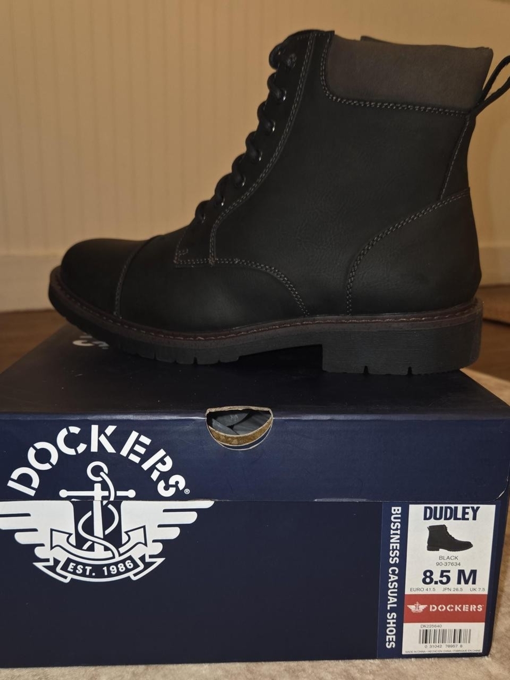 Dockers Men's Black Lace-Up Dudley Ankle Boots